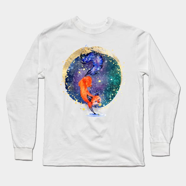 Galaxy Dream Realm Fox Long Sleeve T-Shirt by Holisticfox